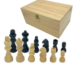32 Pièces échecs bois lestées Roi 8.8 cm + coffret bois
