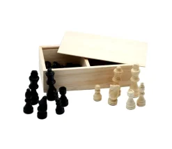 32 Pièces échecs bois T3 (noir/naturel) + coffret en bois
