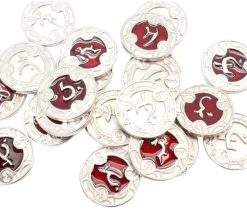 22 Pièces métal et émail rouge RPG Spell Tokens