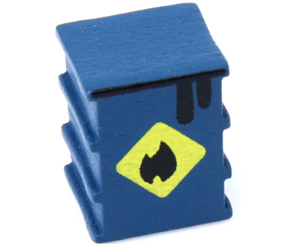 Pion baril pétrole / bidon huile en bois 15 x 10 x 10 mm pour jeu
