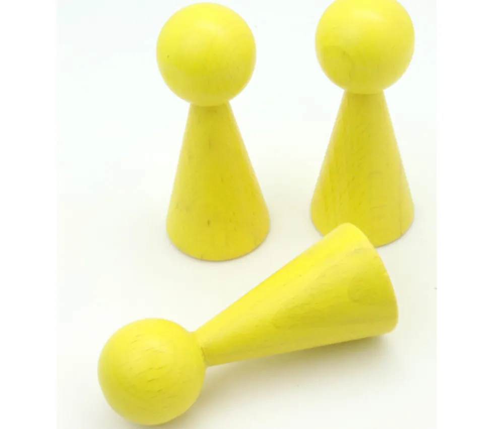 Pion bois XXL 10 cm JAUNE pour jeu. Grand pion 100 mm diam 43 mm
