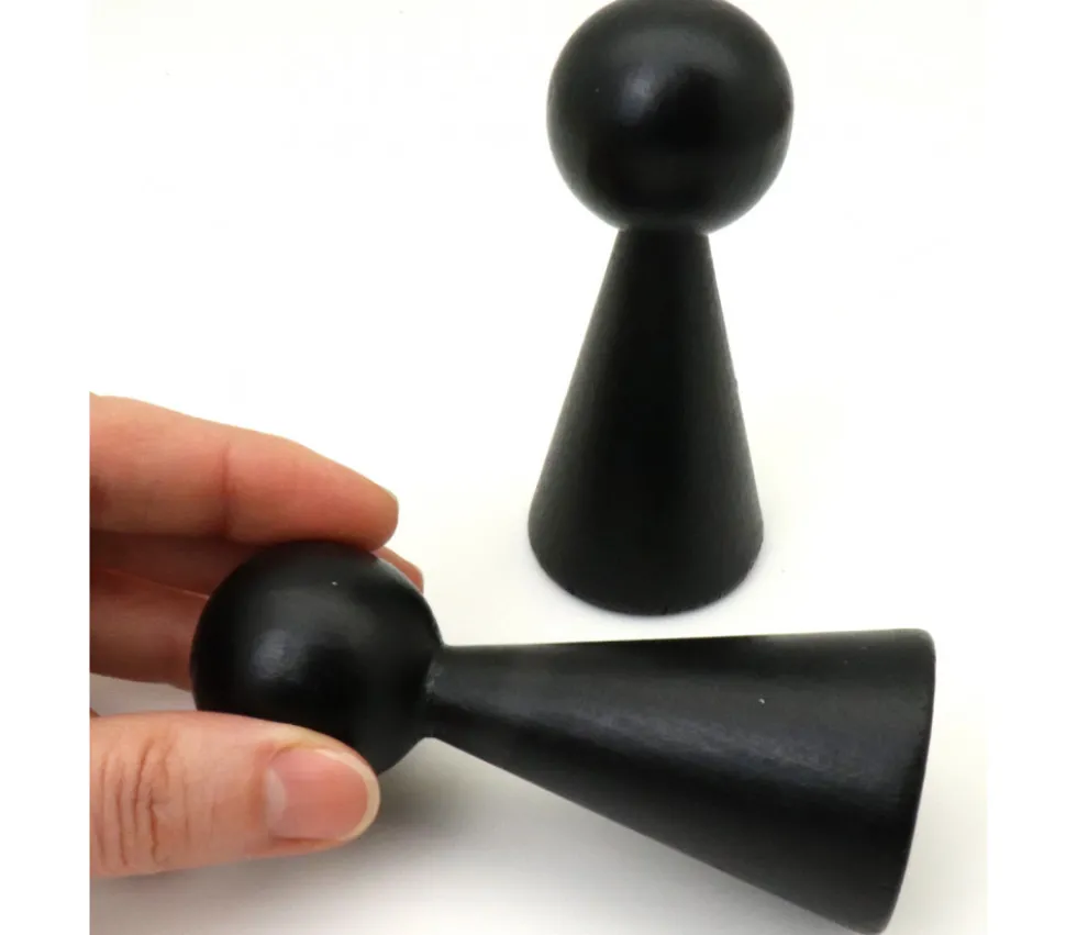 Pion bois XXL 10 cm noir pour jeu. Grand pion 100 mm diam 43 mm