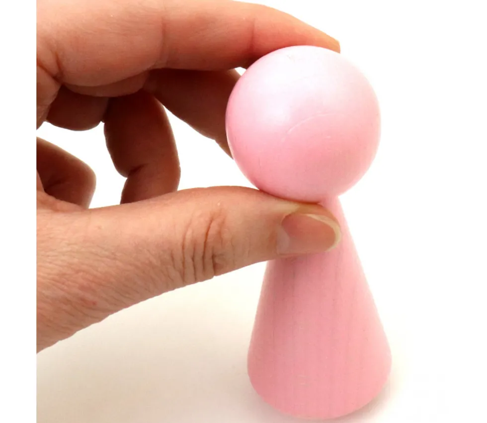 Pion bois XXL 10 cm rose pour jeu. Grand pion 100 mm diam 43 mm