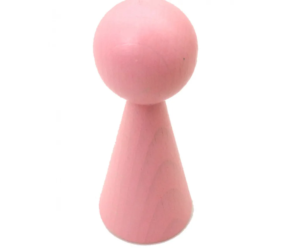 Pion bois XXL 10 cm rose pour jeu. Grand pion 100 mm diam 43 mm