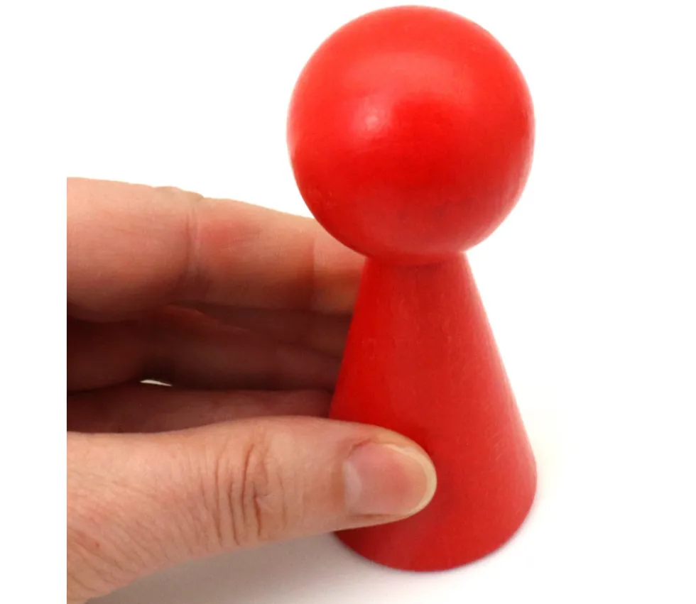 Pion bois XXL 10 cm rouge pour jeu. Grand pion 100 mm diam 43 mm