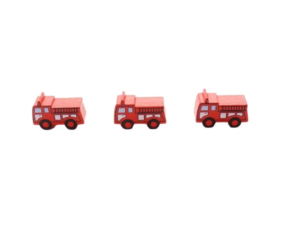 Pion camion de pompier en bois - 25 x 15 x 10 mm