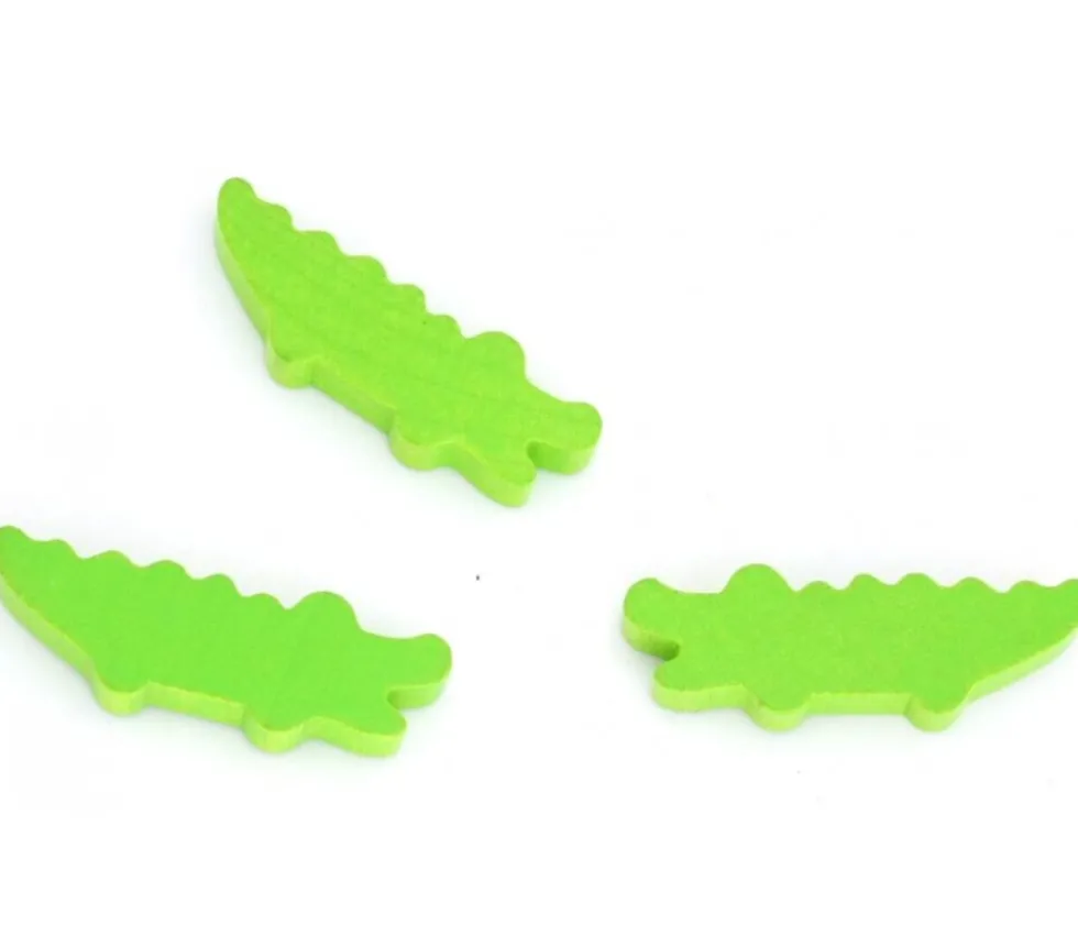 Pion crocodile vert en bois