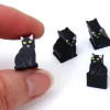 Pion de jeu chat noir en bois 15 x 11 x 10 mm