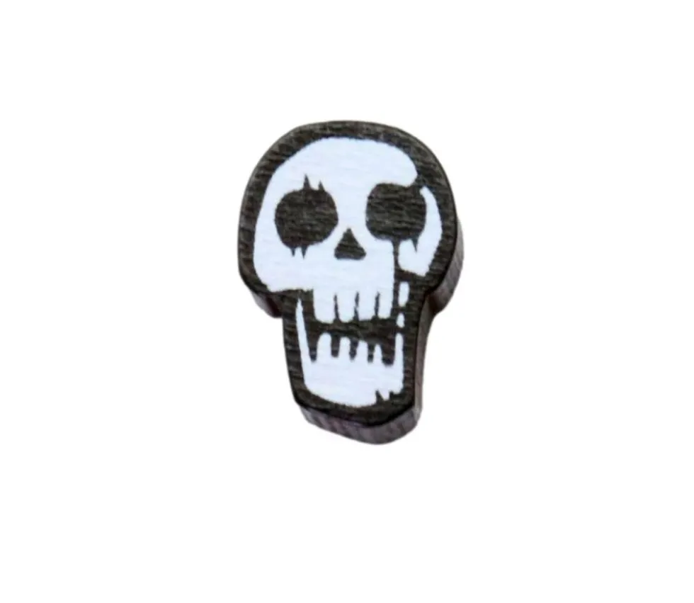Pion de jeu crane tête de mort en bois 16 x 11 x 5mm