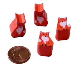 Pion de jeu renard orange en bois 15 x 11 x 10 mm