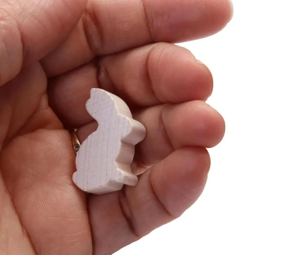 Pion en bois lapin blanc 22 x 31 x 8 mm animal pour jeu