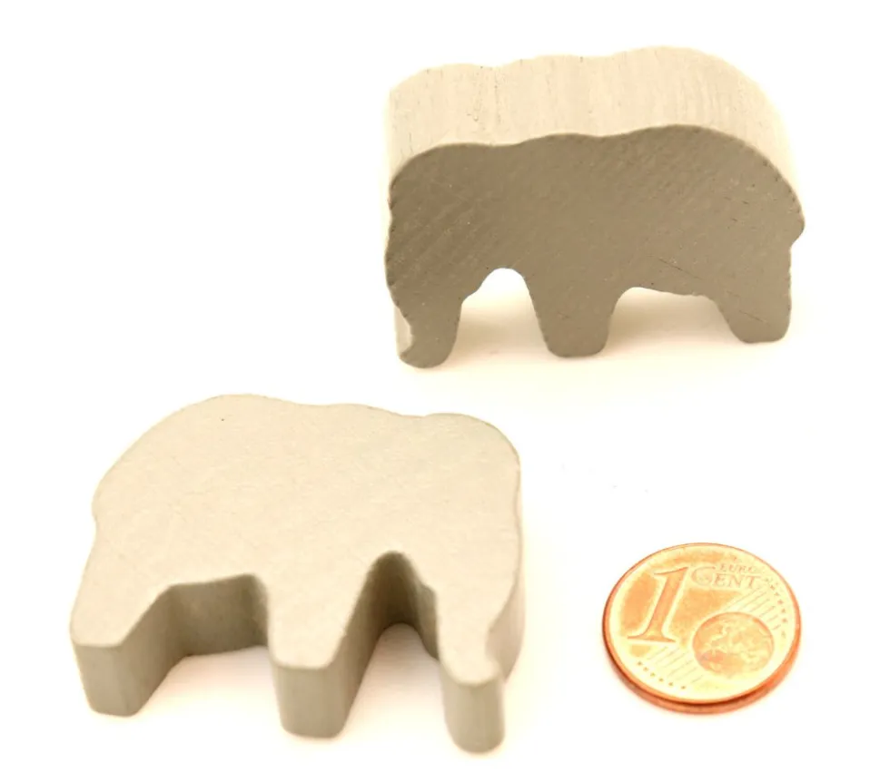 Pion éléphant coloré en bois 37 x 28 x 10 mm à l'unité