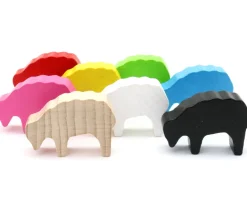 Pion mouton naturel 40x28x10 mm en bois pour jeu de société