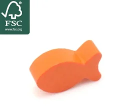 Pion poisson orange en bois 24 x 13 x 8 mm pour jeu