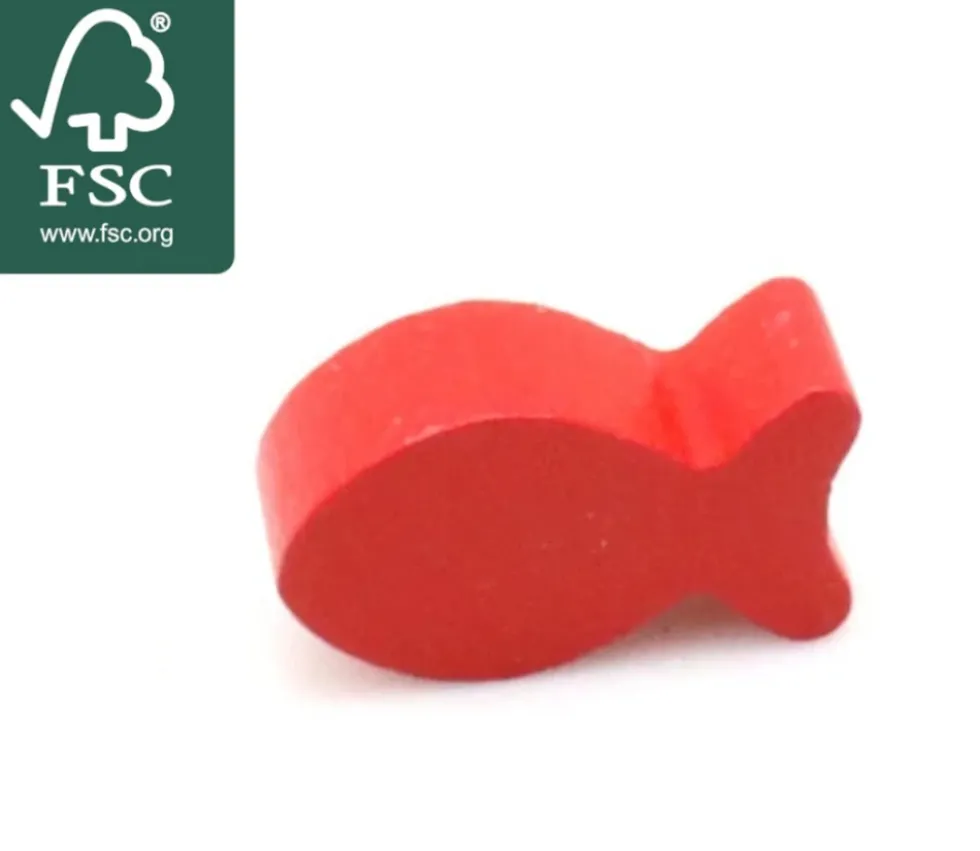 Pion poisson rouge en bois 24 x 13 x 8 mm pour jeu