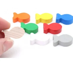 Pion poisson rouge en bois 24 x 13 x 8 mm pour jeu