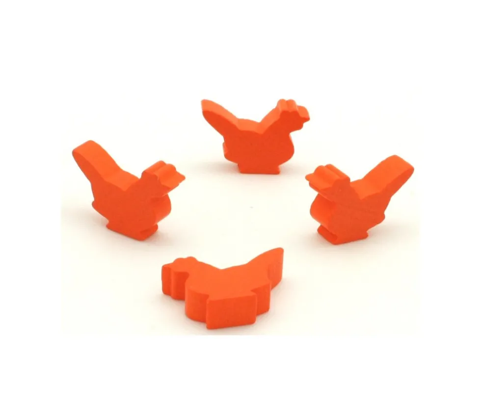 Pion poule orange en bois