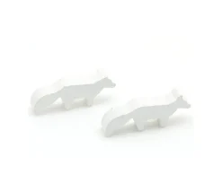 Pion renard polaire blanc en bois 45 x 20 x 8 mm