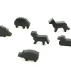 6 Pions animaux noirs en bois pour jeux