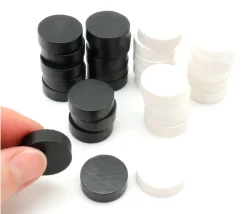 40 Pions bois pour jeu de dames 21 mm noir et blanc