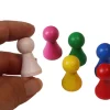 6 Pions bois 15 x 27 mm multicolores pour jeu - lot de 6 (rouge, vert, jaune, bleu, rose et blanc)