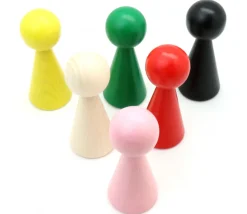 6 Pions bois XXL 10 cm 6 couleurs. Grands pions 100 mm diam 43 mm