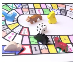 6 Pions en bois animaux multicolores pour jeux