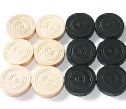 40 Pions en bois pour jeu de dames 32 mm moulurés dans coffret bois