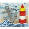 2 pions gommes MER : 1 phare et 1 ancre marine