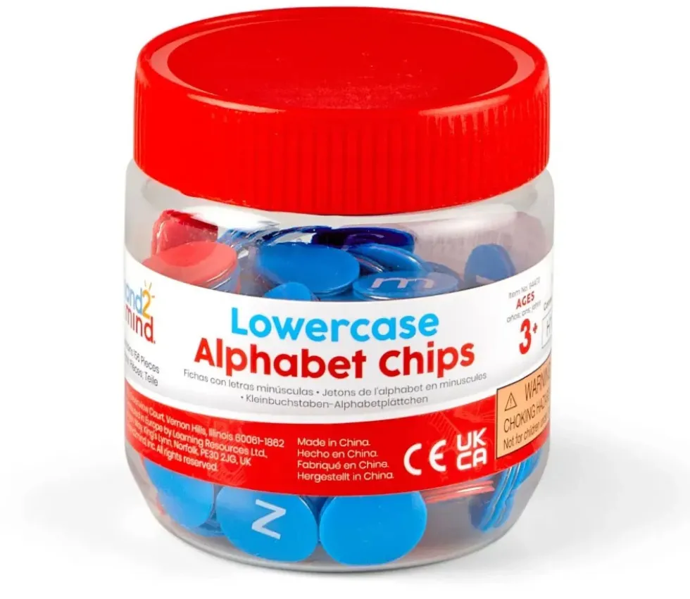 156 pions lettres alphabet - Ø 2 cm (aimantables) en minuscule