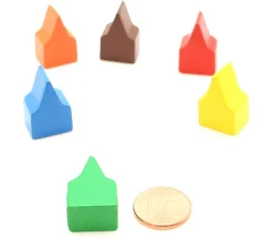 10 Pions maisons toits pointus 20x13x10 mm lot par couleur