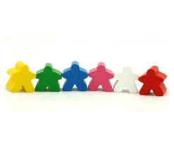 6 Pions meeples carcassone en bois multicolores 16x16x10 mm