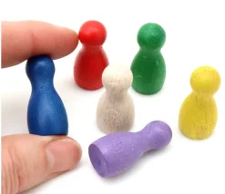 6 Pions Moyens 30 x 15 mm colorés en bois pour jeux