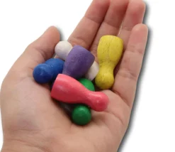 6 Pions Moyens 30 x 15 mm colorés en bois pour jeux