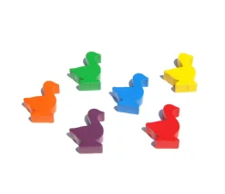 6 pions oie PM en bois multicolores pour jeu de l'oie 3.5 cm