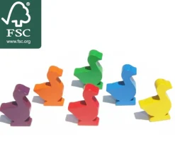 6 pions oie PM en bois multicolores pour jeu de l'oie 3.5 cm