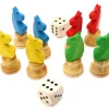 8 pions petits chevaux dada buis 3D et 2 dés