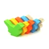 5 Pions poules multicolores en bois 30 x 19 x 8 mm