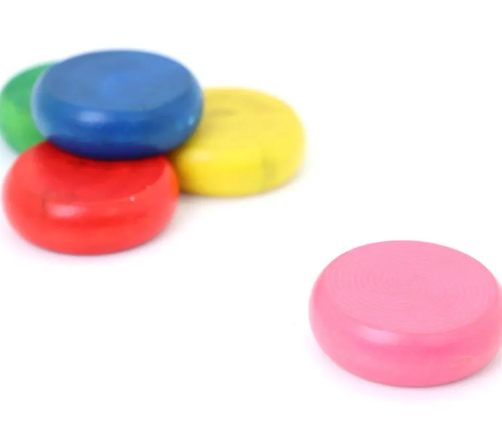 5 pions ronds épais en buis 3,2 cm- crokinoles colorés