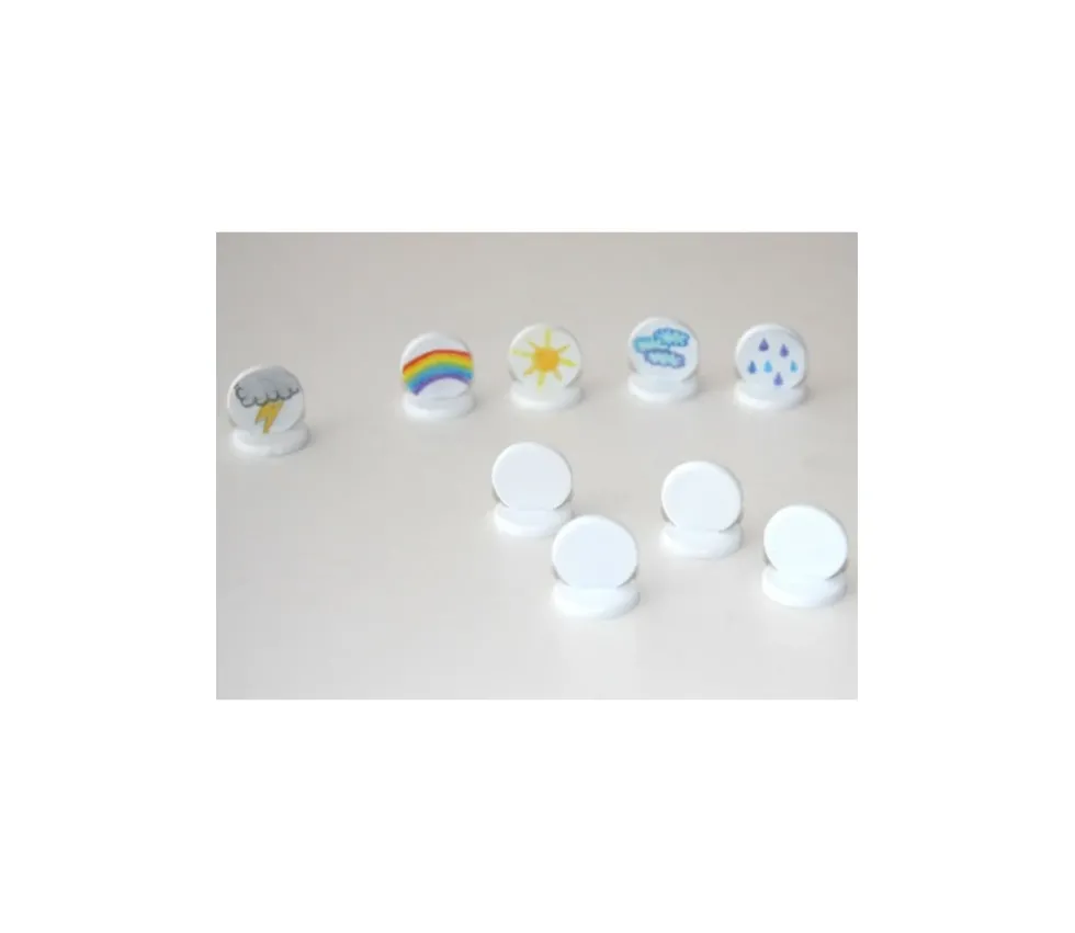Pions ronds à personnaliser lot de 10 supports blancs 15 x 17 mm