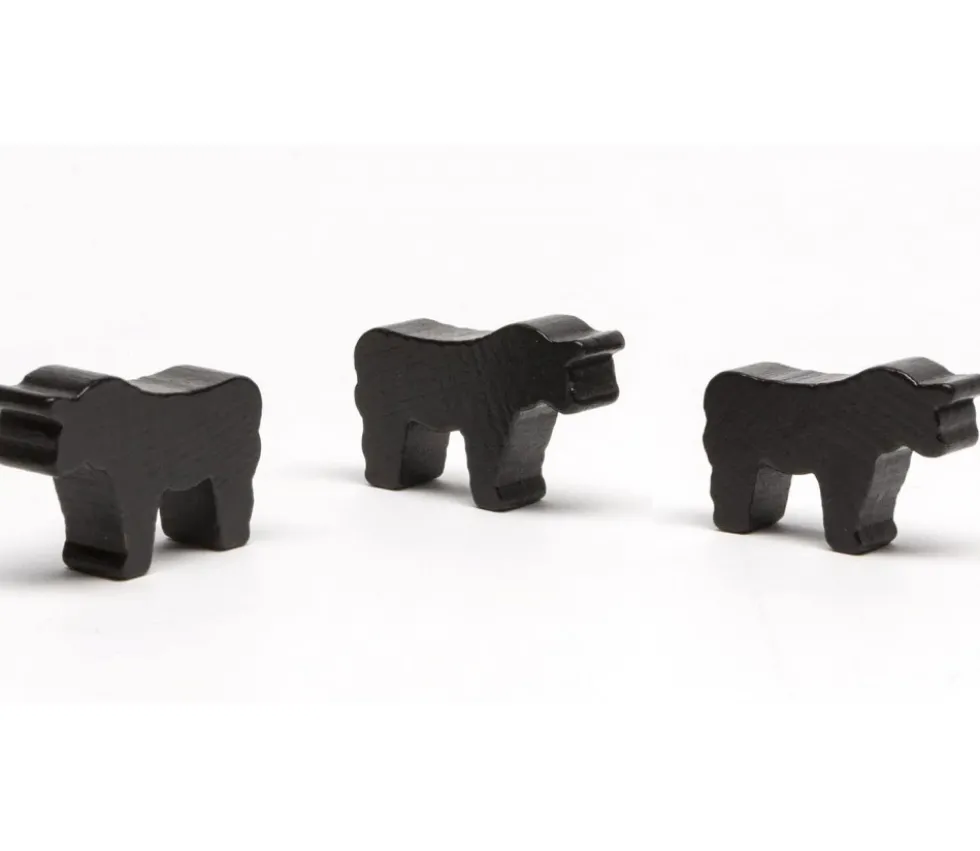 Pion taureau noir en bois 35 x 25 x 10 mm.