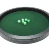 Piste de dés luxe verte et noire 40 cm tour imitation cuir avec 5 dés
