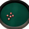 Piste de dés PRESTIGE 43 cm verte et noire tour cuir avec 5 dés de jeux