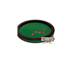 Piste de dés PRESTIGE 43 cm verte et noire tour cuir avec 5 dés de jeux