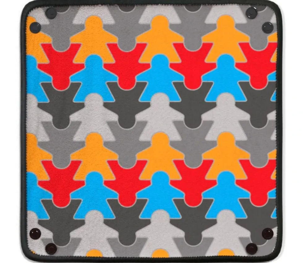 Piste de dés souples meeples multicolores 21 cm x 21cm