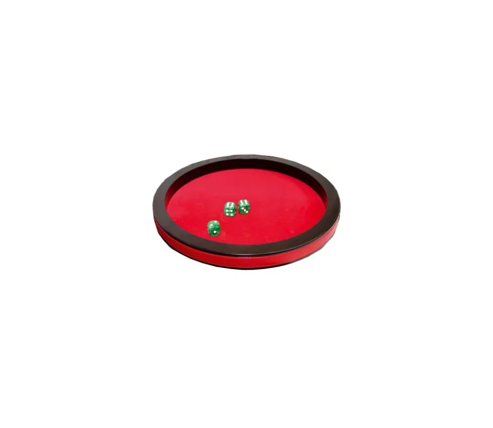 Piste dés 30 cm prestige rouge tour cuir avec 3 dés
