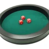 Piste dés 30 cm prestige verte tour cuir avec 3 dés