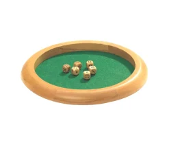 Piste dés en bois ronde de 30 cm avec 6 dés bois