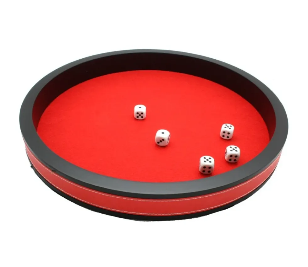 Piste dés rouge et noire de 40 cm avec 5 dés