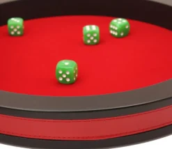 Piste dés rouge et noire de 43 cm avec 5 dés